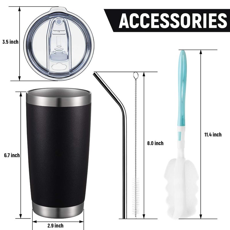 COMOOO COMOOO 20oz Double Wall Vacuum Insulated Travel Mug  Stainless Steel Tumbler with Lid and Straw Durable Powder Coated Insulated Coffee Cup for Cold & Hot Drinks (Black  12 pack - Image 3