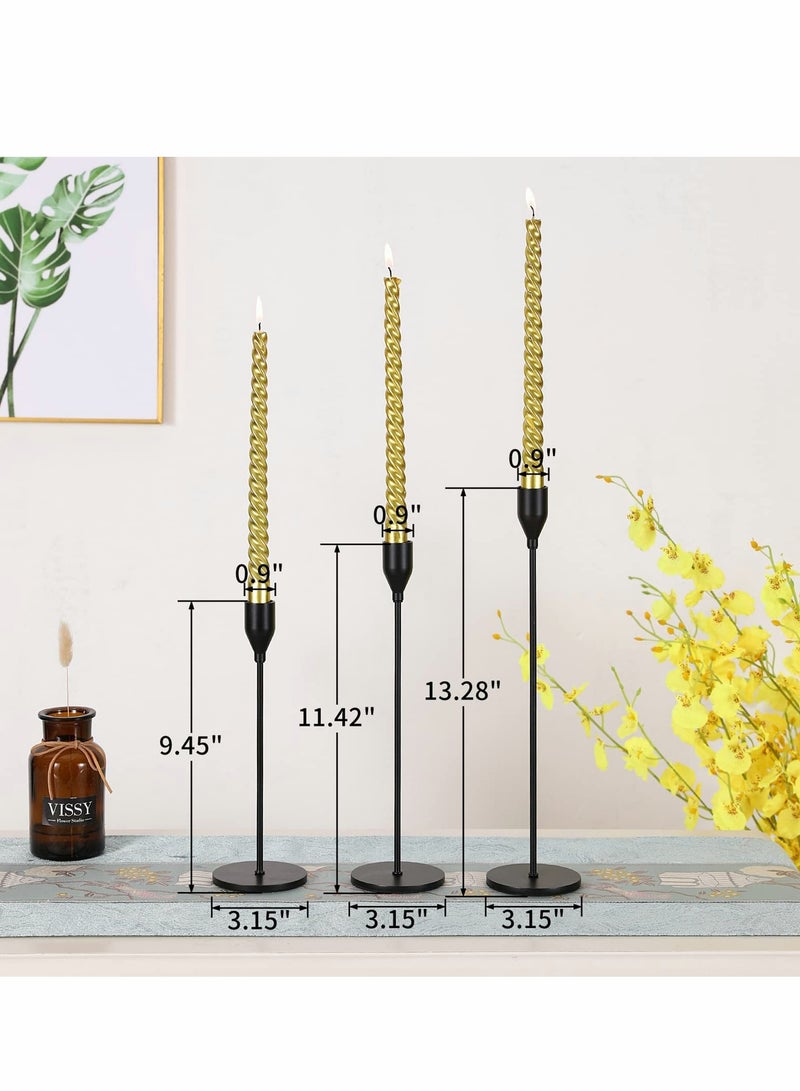 KASTWAVE 3 قطع حوامل شموع سوداء غير لامعة لشمعات القلم، حامل شموع زخرفي لحفلات الزفاف، العشاء، الحفلات، يتناسب مع شمعة بسماكة 3/4 بوصة و شموع LED (حامل شموع معدني) - Image 4