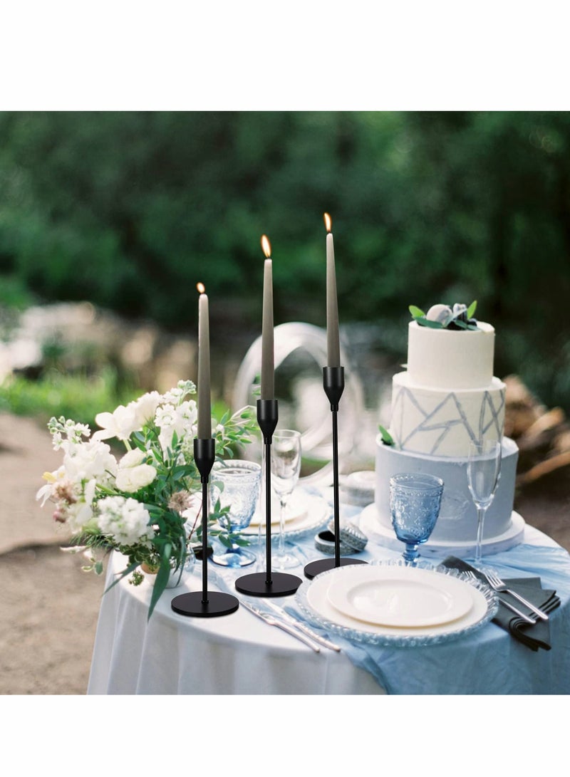 KASTWAVE 3 قطع حوامل شموع سوداء غير لامعة لشمعات القلم، حامل شموع زخرفي لحفلات الزفاف، العشاء، الحفلات، يتناسب مع شمعة بسماكة 3/4 بوصة و شموع LED (حامل شموع معدني) - Image 3