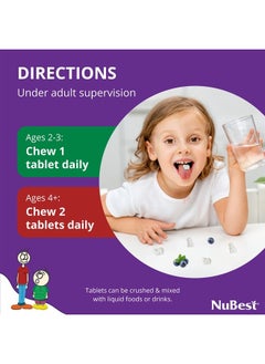 NuBest Tall Kids - Toddlers Vitamins and Kids Vitamins for Age 2 to 9 - Support Bone Strength, Overall Health and Immunity - Animal Shapes - 90 Chewable Berry Tablets | 1.5 Month Supply  - Image 2