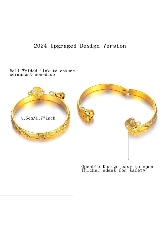 Ethlyn Birthday Gifts for baby 18K Gold plated Mini Size Baby Bangles Bracelet for infants girls boys Stars Bells Heart Jewelry (2pcs/lot) - Image 3