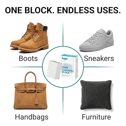 Kaps Suede & Nubuck Cleaner Block - Waterless Eraser Removes Dirt, Scuff Marks and Stains from Suede, Nubuck and Velour Shoes, Sneakers, Boots and Bags, Travel Size Shoe Cleaning Accessory - Image 5