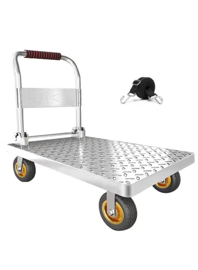 Folding Platform Trucks,Rolling Flatbed Cart Dolly for Easy Transportation Heavy Industrial Platform Hand Trucks, Garage Warehouse Moving Truck,Heavy Duty Platform Trolley with Rubber W(Size:125x80cm) - Image 1