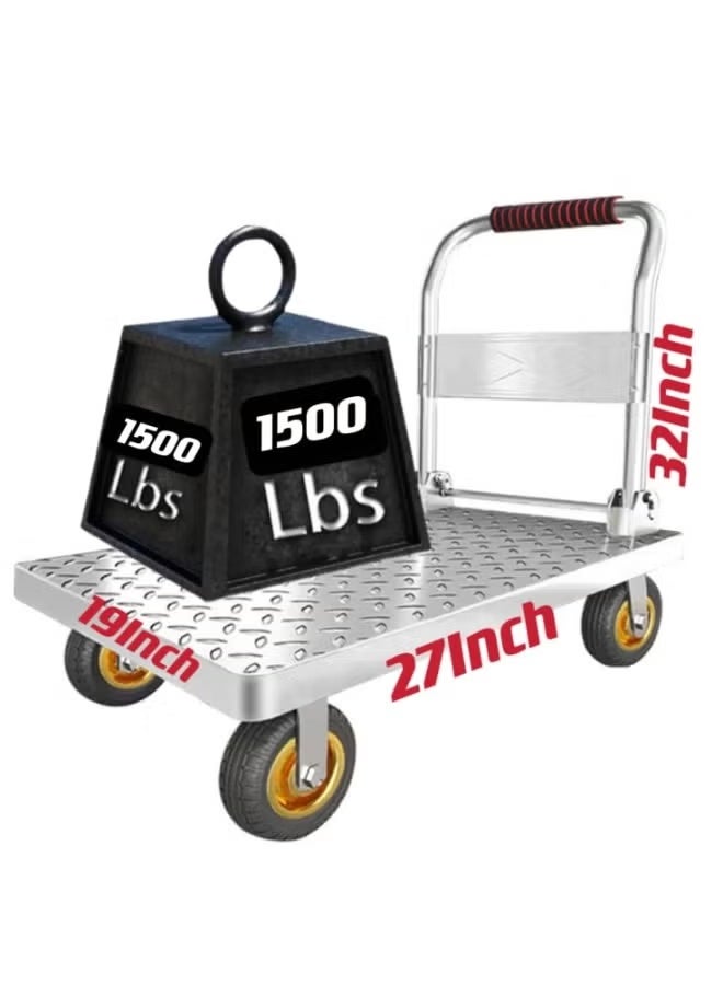 Folding Platform Trucks,Rolling Flatbed Cart Dolly for Easy Transportation Heavy Industrial Platform Hand Trucks, Garage Warehouse Moving Truck,Heavy Duty Platform Trolley with Rubber W(Size:125x80cm) - Image 2