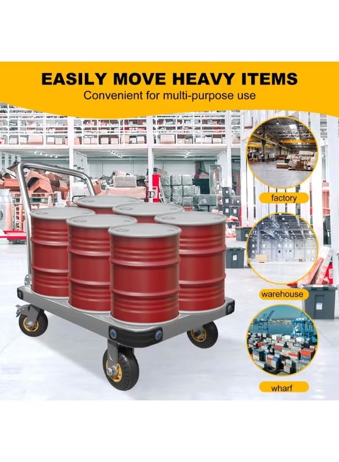 Folding Platform Trucks,Rolling Flatbed Cart Dolly for Easy Transportation Heavy Industrial Platform Hand Trucks, Garage Warehouse Moving Truck,Heavy Duty Platform Trolley with Rubber W(Size:125x80cm) - Image 4