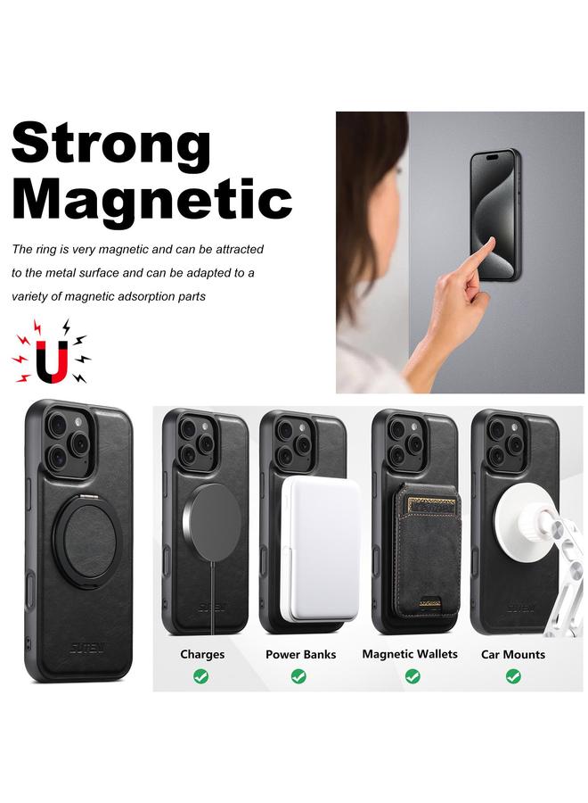Suteni Case For iPhone 12 Pro Max G3 Oil Wax 360 Rotation Holder MagSafe Back Phone Case - Image 3