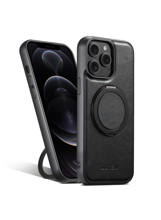 Suteni Case For iPhone 12 Pro Max G3 Oil Wax 360 Rotation Holder MagSafe Back Phone Case - Image 1