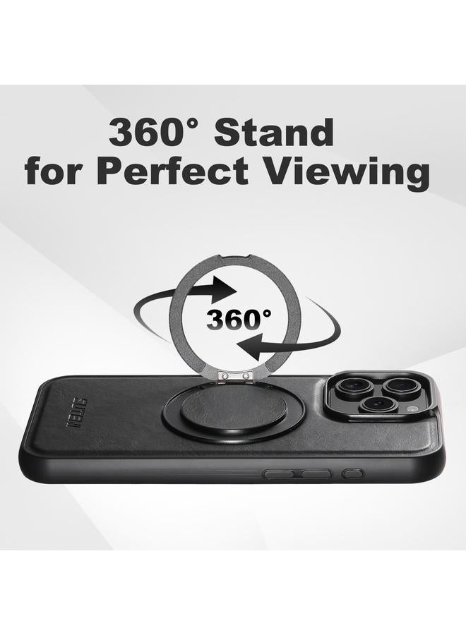 Suteni Case For iPhone 12 Pro Max G3 Oil Wax 360 Rotation Holder MagSafe Back Phone Case - Image 2