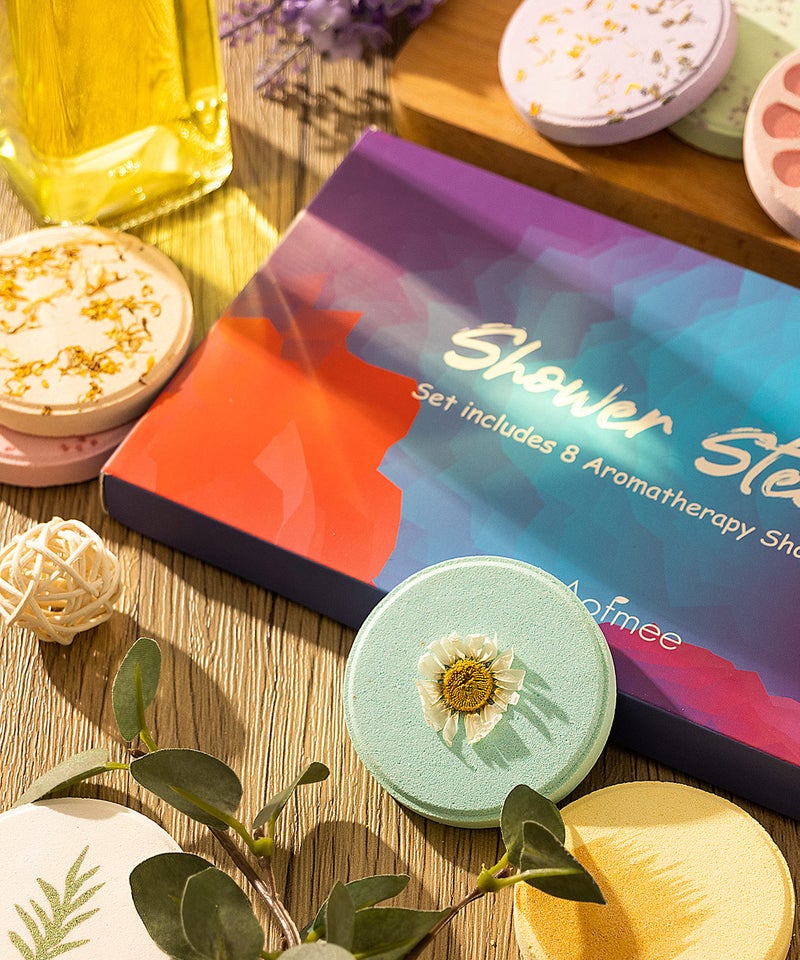Aofmee Shower Steamers Aromatherapy - Pack of 8 Shower Bombs with Essential Oils for Relaxation, Christmas Gifts Birthday Gifts for Women and Men, Stress Relief and Luxury Self Care Shower Bath Bombs - Image 4