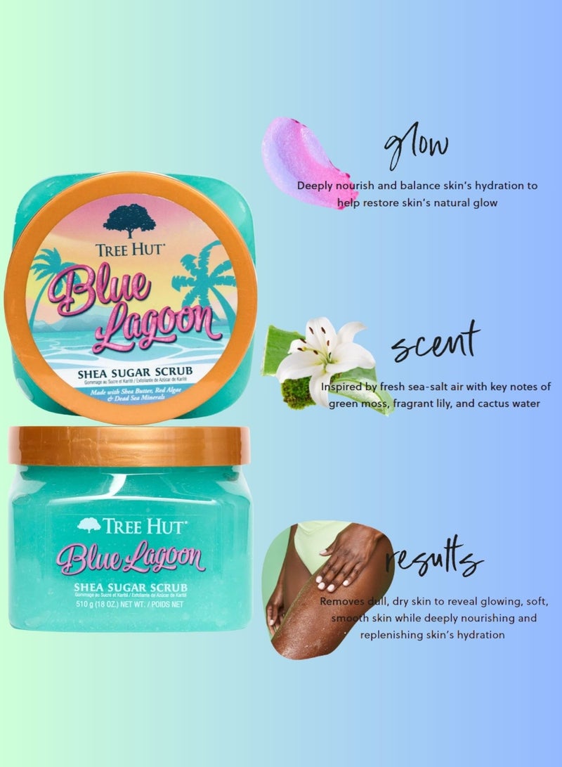 Tree Hut Blue Lagoon Shea Sugar Scrub with Shea Butter, Red algae & Coconut Sea Minerals 510g - Image 5