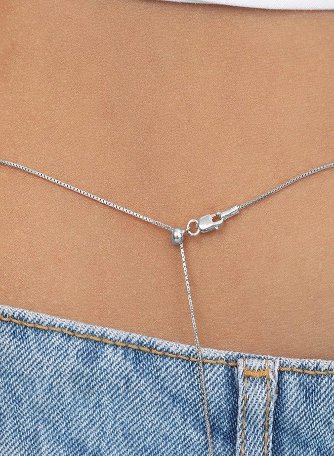 ZAVYA 925 Silver Sleek Rhodium Plated Box Chain Sliding Waist Chain | Gift for her, Gifts for Women & Girls | With Certificate of Authenticity and 925 Stamp - Image 4