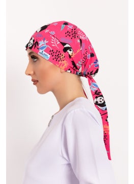 Nur Medikal Giyim Nur Medical Clothing Pink Panda Patterned Hijab Doctor Nurse Hospital Cook Surgical Cap  - Image 1