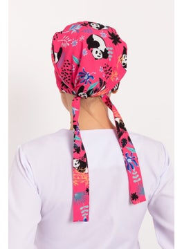 Nur Medikal Giyim Nur Medical Clothing Pink Panda Patterned Hijab Doctor Nurse Hospital Cook Surgical Cap  - Image 3