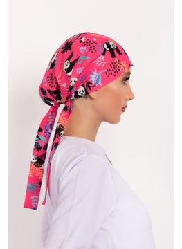 Nur Medikal Giyim Nur Medical Clothing Pink Panda Patterned Hijab Doctor Nurse Hospital Cook Surgical Cap  - Image 4