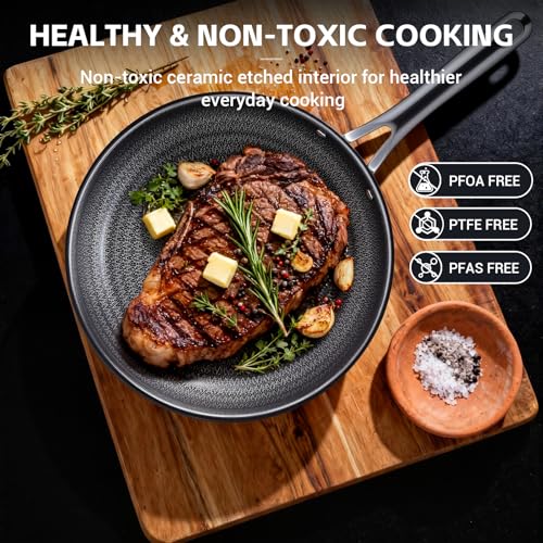 Ammeloo Hybrid Tri-Ply Stainless Steel Frying Pan Set, 8"/9.5"/11" Cooking Pans, Non Stick Frying Pans and Skillets, Chef Pan, Non Toxic, Dishwasher Safe, Induction Compatible, Black Interior - Image 5