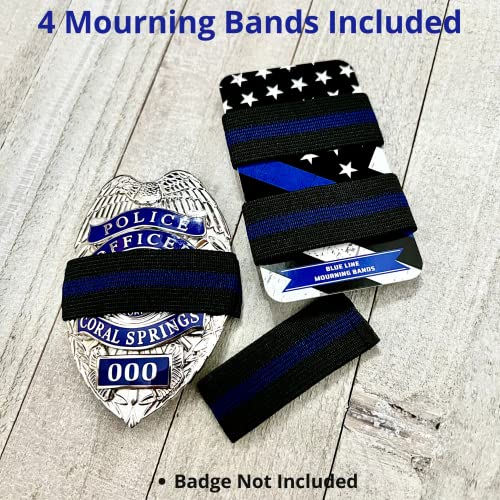 Agent Gear USA Mourning Bands For Badges - Thin Blue Line Elastic Mourning Bands - Funeral Honor Bands - 4 Pack - Image 2