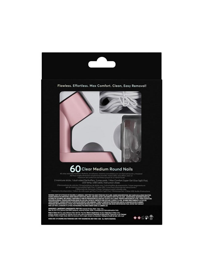 DASHING DIVA Gelxtend Starter Kit Clear Medium Round Press On Nails With Led Lamp Lasts Up To 14 Days Clear Customizable Gel Nails Nosoak Easy Removal Gel Nail Tips  - Image 5