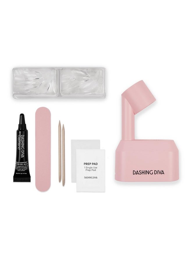 DASHING DIVA Gelxtend Starter Kit Clear Medium Round Press On Nails With Led Lamp Lasts Up To 14 Days Clear Customizable Gel Nails Nosoak Easy Removal Gel Nail Tips  - Image 3