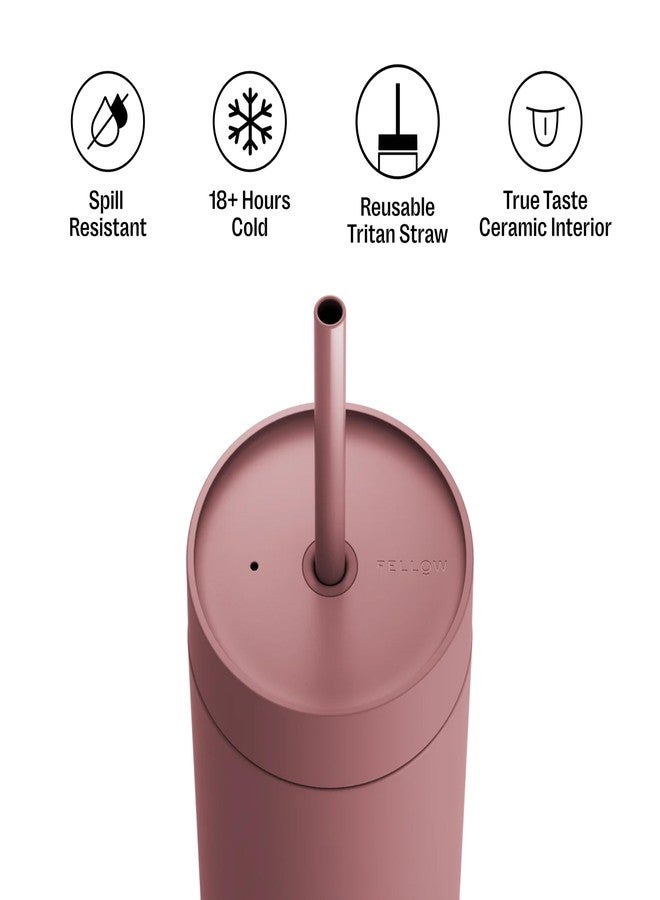 فيلو كوب كارتر البارد من فيلو، سعة 20 أونصة - غطاء مقاوم للانسكاب مع ماصة، كوب معزول بتفريغ الهواء من الفولاذ المقاوم للصدأ مع بطانة داخلية من السيراميك وماصة قابلة لإعادة الاستخدام للمشروبات الباردة، يناسب حاملات الأكواب، آمن للغسل في غسالة الأطباق، لون وردة الصحراء - Image 2