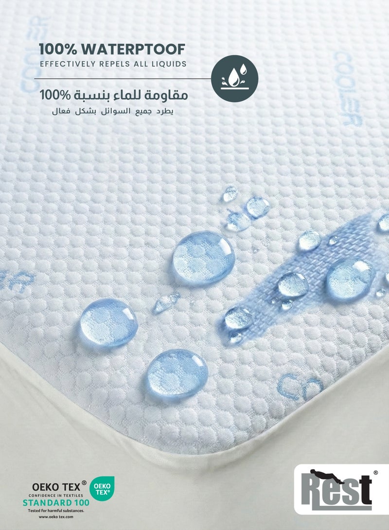 Rest Premium Coolent Mattress Protector 160x200+35CM Breathable & Waterproof - Image 5