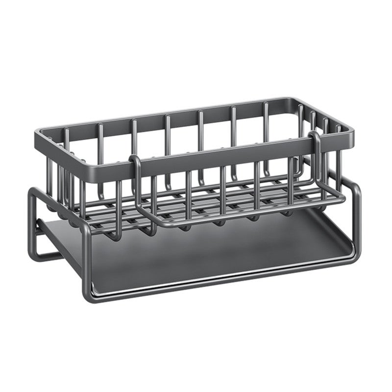Kitchen Rust Stainless Steel Sink Caddy with Auto Draining Tray, Gray - Image 2