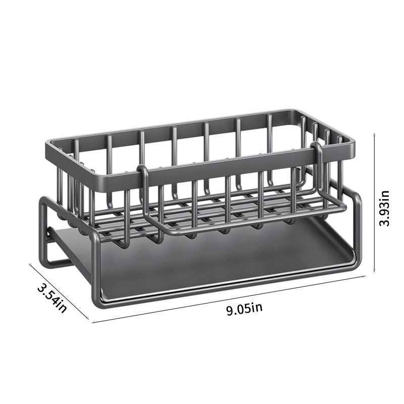 Kitchen Rust Stainless Steel Sink Caddy with Auto Draining Tray, Gray - Image 3