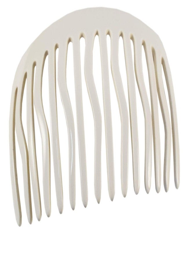 French Amie Fab 15 Teeth Solid Ivory Celluloid Acetate Handmade Side Slide Hair Comb for Women and Girls - Image 1