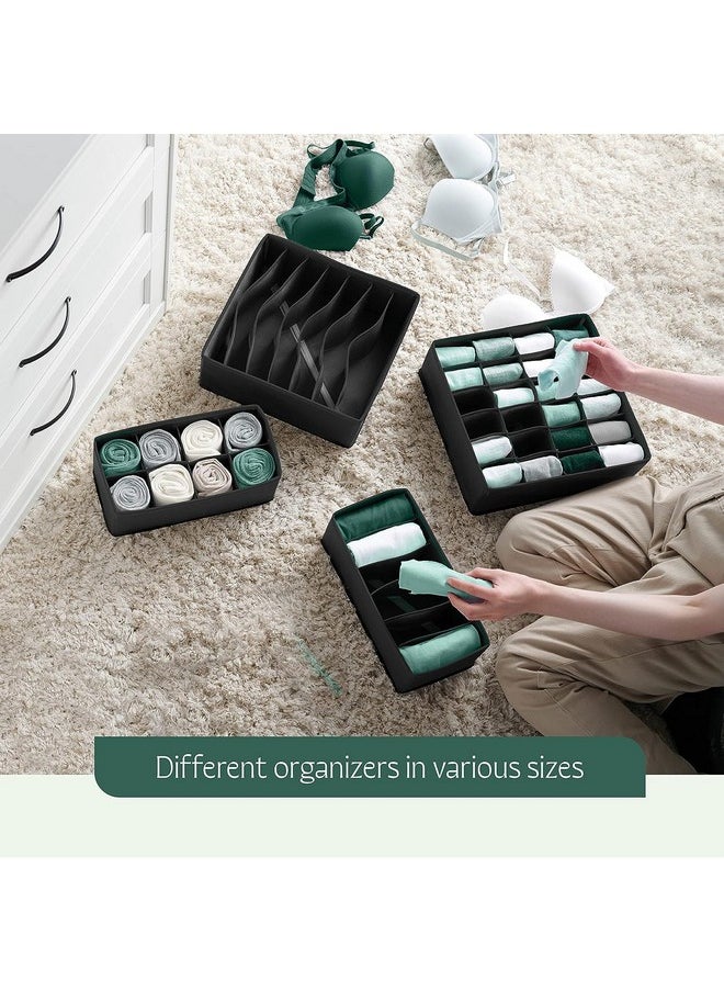 Styleys Styleys Foldable Storage Box/Drawer Organizer Divider For Innerwear, Clothing, Underwear, Bra, Socks, Panty, Tie, Etc. (Set Of 4) (Black_S1014, Non-Woven), Drawer Organizers  - Image 2