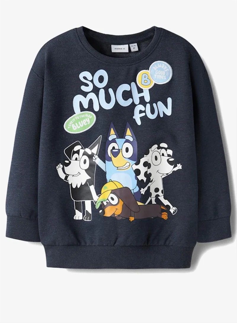 Name It Navy Blazer MELANGE Kids Graphic Crew Neck Sweatshirt for Men | Best Price UAE