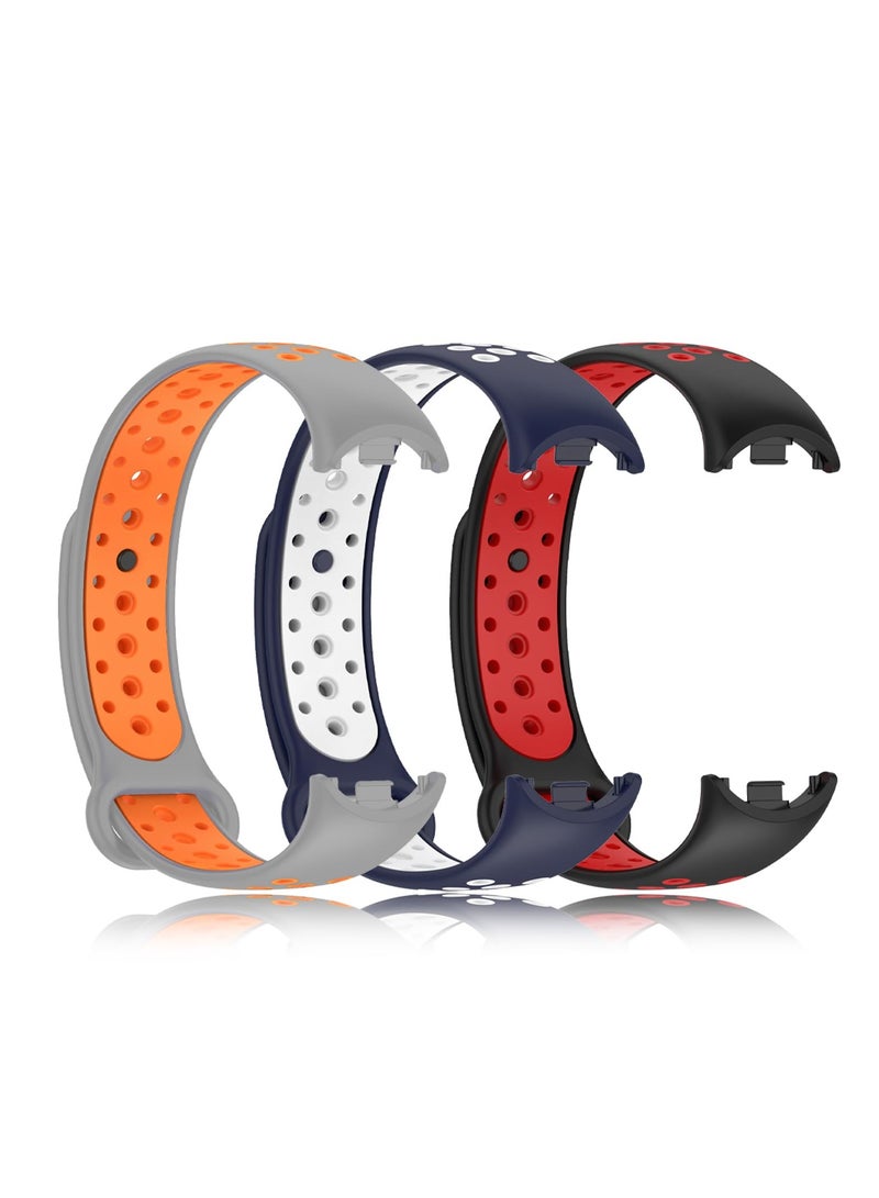 SYOSI Replacement Band for Xiaomi Mi Band 8 Straps Two Toned | Porous | Breathable | Multi Air Holes Design | Fashion Sporty Watch Bands, for Xiaomi Mi Band 8 (3 Pcs) - Image 2