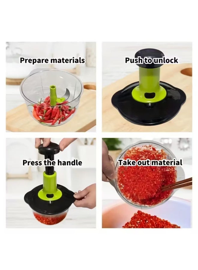 مفرمة لحوم وخضراوات يدوية متعددة الوظائف للاستخدام المنزلي، خلاط أوتوماتيكي لطهي وحشو اللحوم المفرومة بأحجام صغيرة - أخضر - Image 2