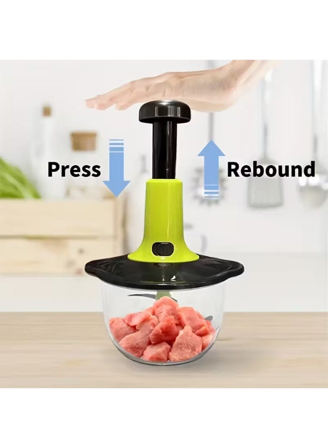 مفرمة لحوم وخضراوات يدوية متعددة الوظائف للاستخدام المنزلي، خلاط أوتوماتيكي لطهي وحشو اللحوم المفرومة بأحجام صغيرة - أخضر - Image 4