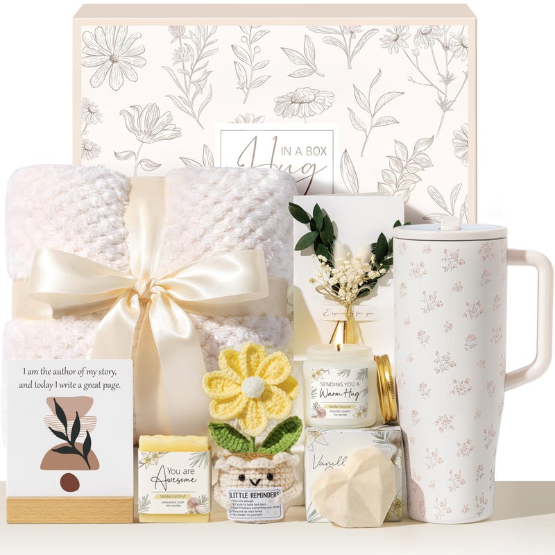 Qinline Mothers Day & Birthday Gifts for Women - Get Well Soon Spa Care Package, Luxury Self Care Gift Basket for After Surgery & Cancer Care Inspirational Thinking of You Sympathy Gift Set for Mom Her Friend - Image 1