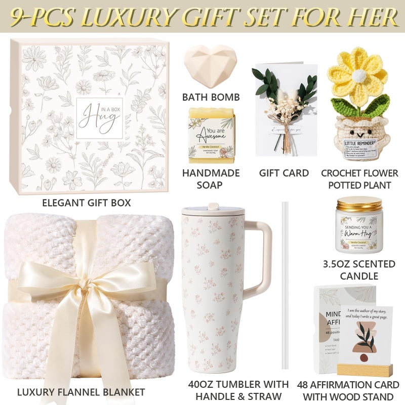 Qinline Mothers Day & Birthday Gifts for Women - Get Well Soon Spa Care Package, Luxury Self Care Gift Basket for After Surgery & Cancer Care Inspirational Thinking of You Sympathy Gift Set for Mom Her Friend - Image 3