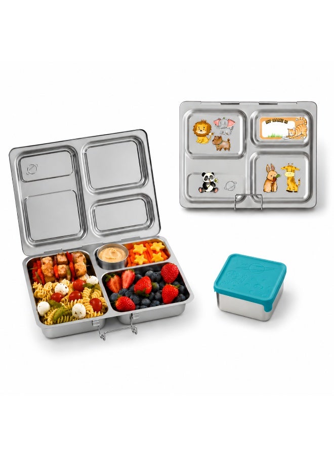 PlanetBox Combo of Launch Lunch Box, Square Dipper, Animal Magnet - Image 1