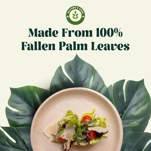 Craftonus Nature's Own Disposable Plates 10 inch, 50 -Pack Areca Palm Leaf Round Plates Compostable Eco-Friendly Biodegradable Sturdy Like Bamboo Wood Plates Party, Wedding, Event Plates - Image 3