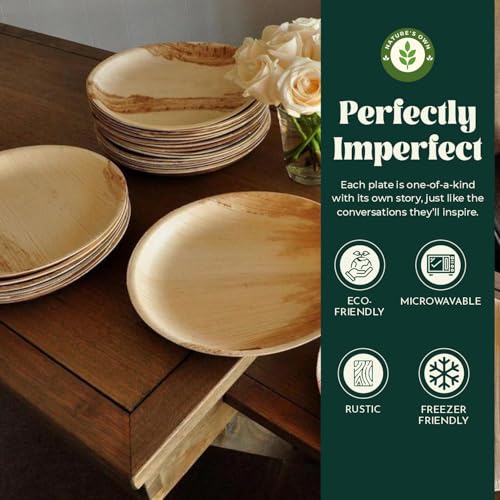 Craftonus Nature's Own Disposable Plates 10 inch, 50 -Pack Areca Palm Leaf Round Plates Compostable Eco-Friendly Biodegradable Sturdy Like Bamboo Wood Plates Party, Wedding, Event Plates - Image 5