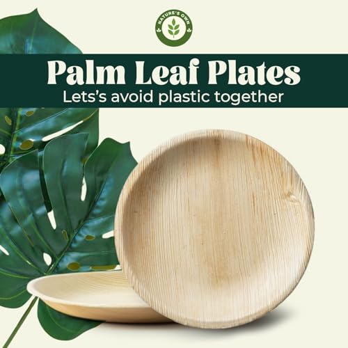 Craftonus Nature's Own Disposable Plates 10 inch, 50 -Pack Areca Palm Leaf Round Plates Compostable Eco-Friendly Biodegradable Sturdy Like Bamboo Wood Plates Party, Wedding, Event Plates - Image 2