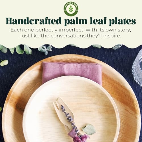 Craftonus Nature's Own Disposable Plates 10 inch, 50 -Pack Areca Palm Leaf Round Plates Compostable Eco-Friendly Biodegradable Sturdy Like Bamboo Wood Plates Party, Wedding, Event Plates - Image 4