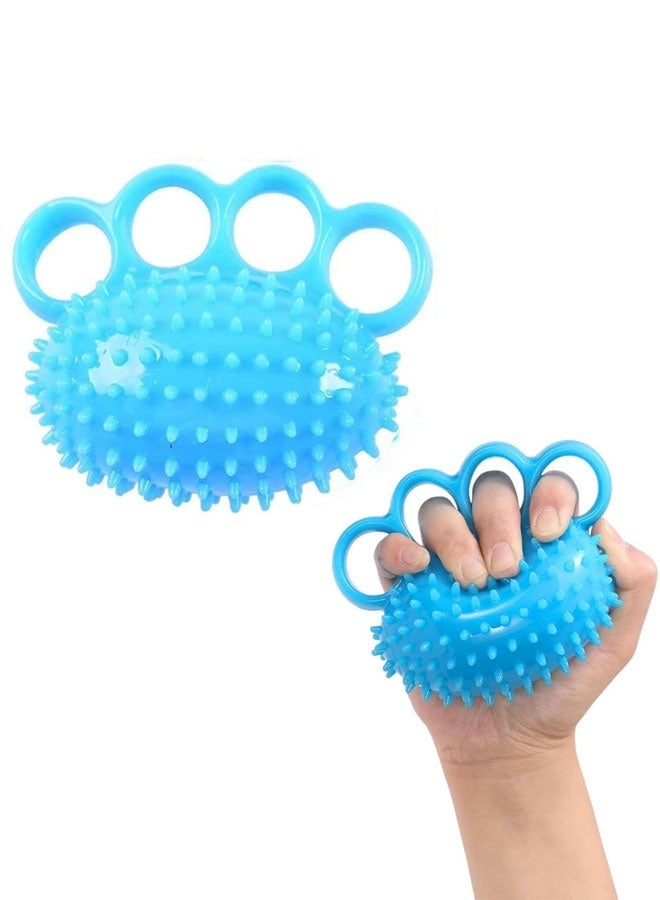 HOOTO Hand Therapy Massage Ball with Finger Grips, Strength Training and Rehabilitation Device, Spiky Stress Ball for Arthritis Support, Blue - Image 1