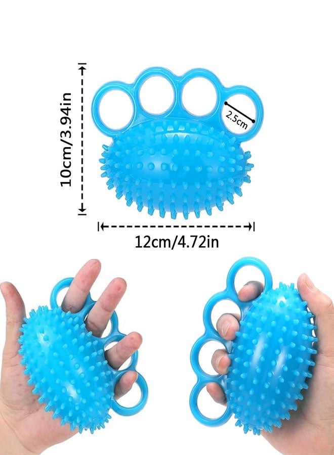 HOOTO Hand Therapy Massage Ball with Finger Grips, Strength Training and Rehabilitation Device, Spiky Stress Ball for Arthritis Support, Blue - Image 2