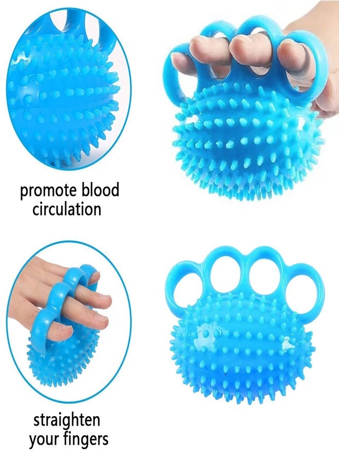 HOOTO Hand Therapy Massage Ball with Finger Grips, Strength Training and Rehabilitation Device, Spiky Stress Ball for Arthritis Support, Blue - Image 3