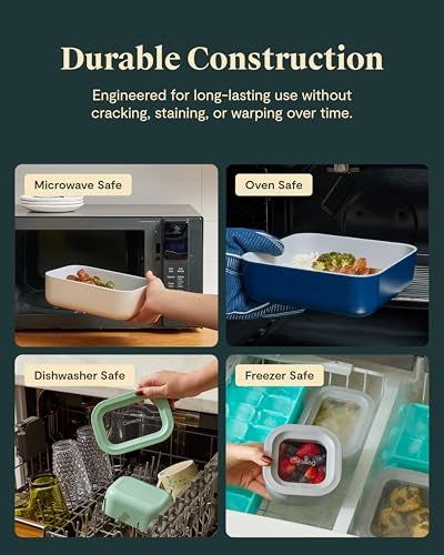 Caraway Glass Food Storage - 4.4 Cup Glass Container - Ceramic Coated Food Container - Non Toxic, Non Stick Lunch Box Container with Lids - Dishwasher, Oven, & Microwave Safe - Navy - Image 4