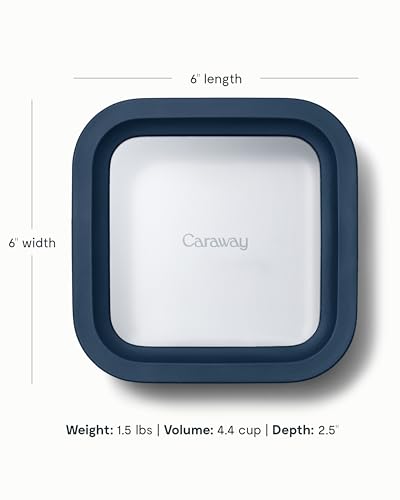 Caraway Glass Food Storage - 4.4 Cup Glass Container - Ceramic Coated Food Container - Non Toxic, Non Stick Lunch Box Container with Lids - Dishwasher, Oven, & Microwave Safe - Navy - Image 3