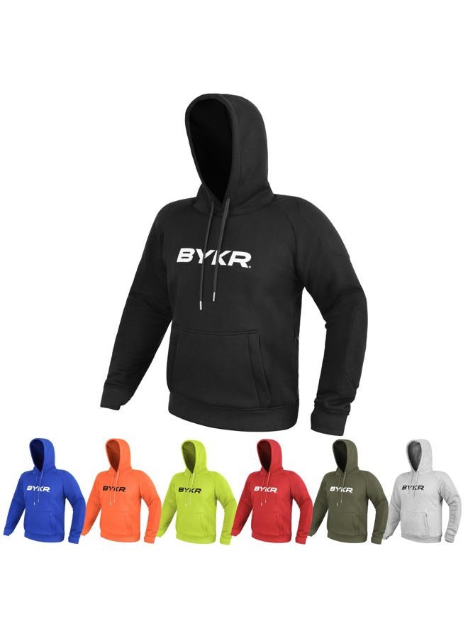 BYKR Motorcycle Hoodie for Men & Women Biker Motorcycle Jackets Breathable Motorbike Riding Sweatshirt All Weather CE Armored (Black,XL), X-Large - Image 1