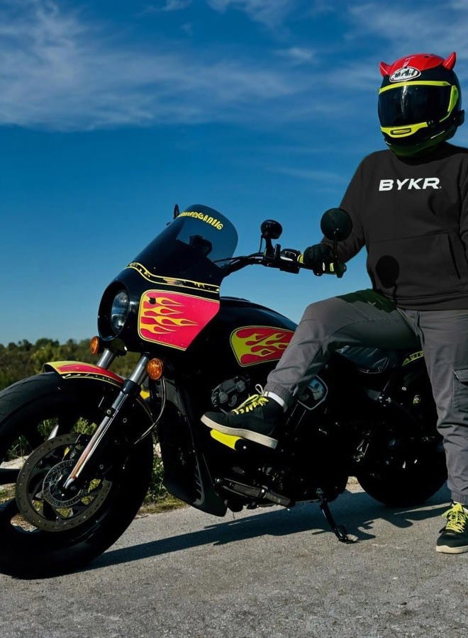 BYKR Motorcycle Hoodie for Men & Women Biker Motorcycle Jackets Breathable Motorbike Riding Sweatshirt All Weather CE Armored (Black,XL), X-Large - Image 5