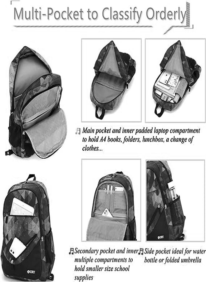 ZCM-HAPPY Three-Piece Trolley School Bag, Lunch Bbox Bag, Pencil Case, Large-Capacity Waterproof Bag - Image 3