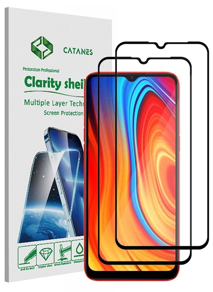 CATANES 2 Pack For Realme C3 Screen Protector Tempered Glass Full Glue Back  - Image 1