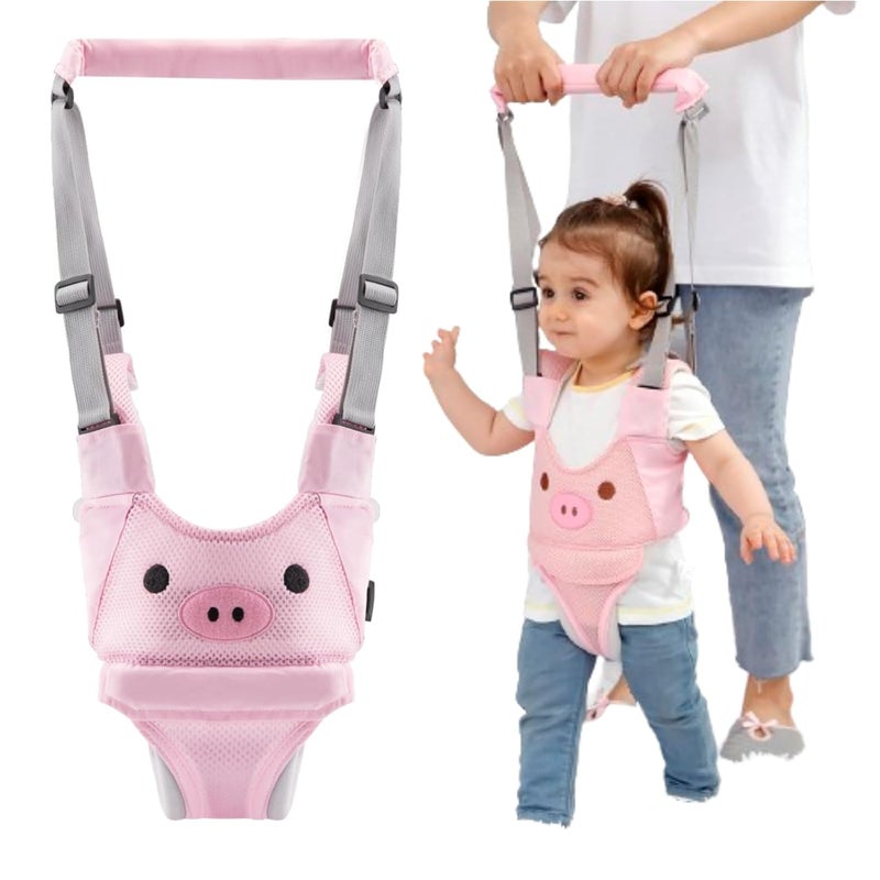 AVIZCVE Baby Walking Harness, Handheld Kids Walker Helper, New Upgrade Breathable and Adjustable Toddler Infant Walker Harness Assistant Belt with Instructions for 7-24 Month (Breathable Pink Piggy) - Image 1