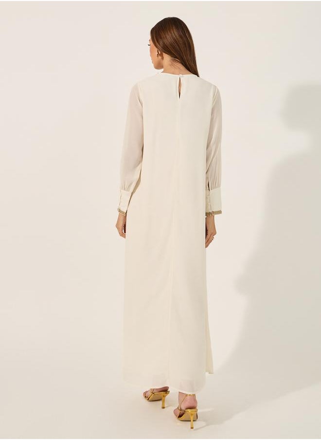 Styli - Embellished Sequins Pleated A-Line Jalabyia - Image 1